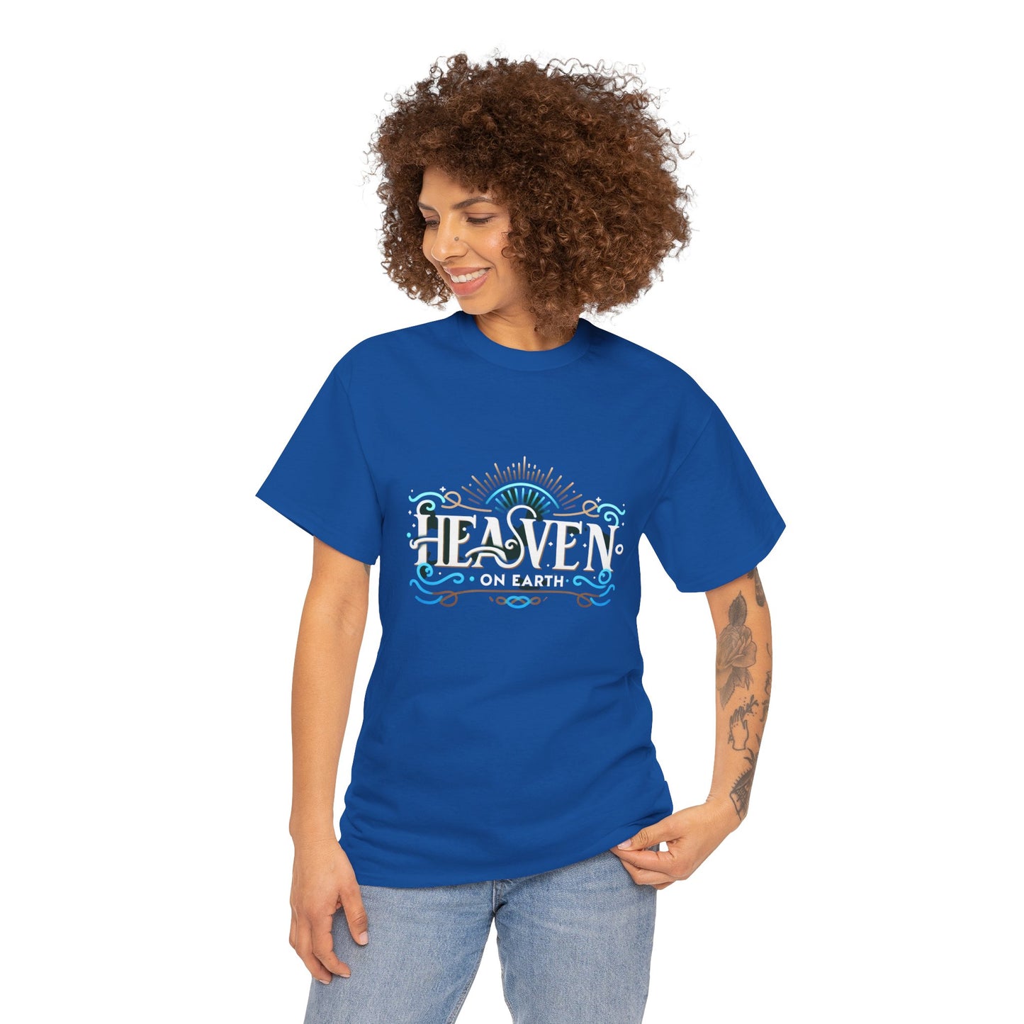 "Heaven on Earth" Premium Unisex Cotton Tee – Casual Spiritual Statement Shirt