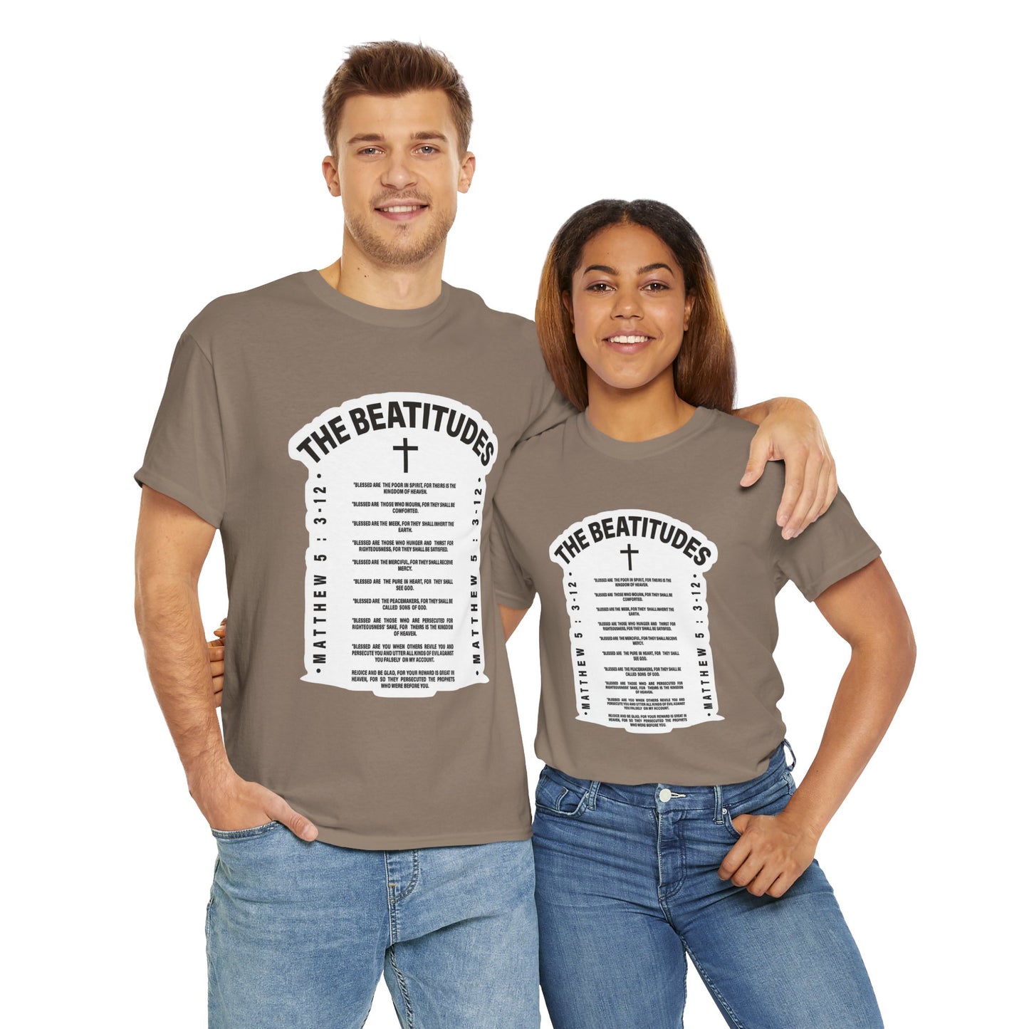 The Beatitudes Unisex Heavy Cotton Tee — Faith-Inspired Design for Everyday Wear