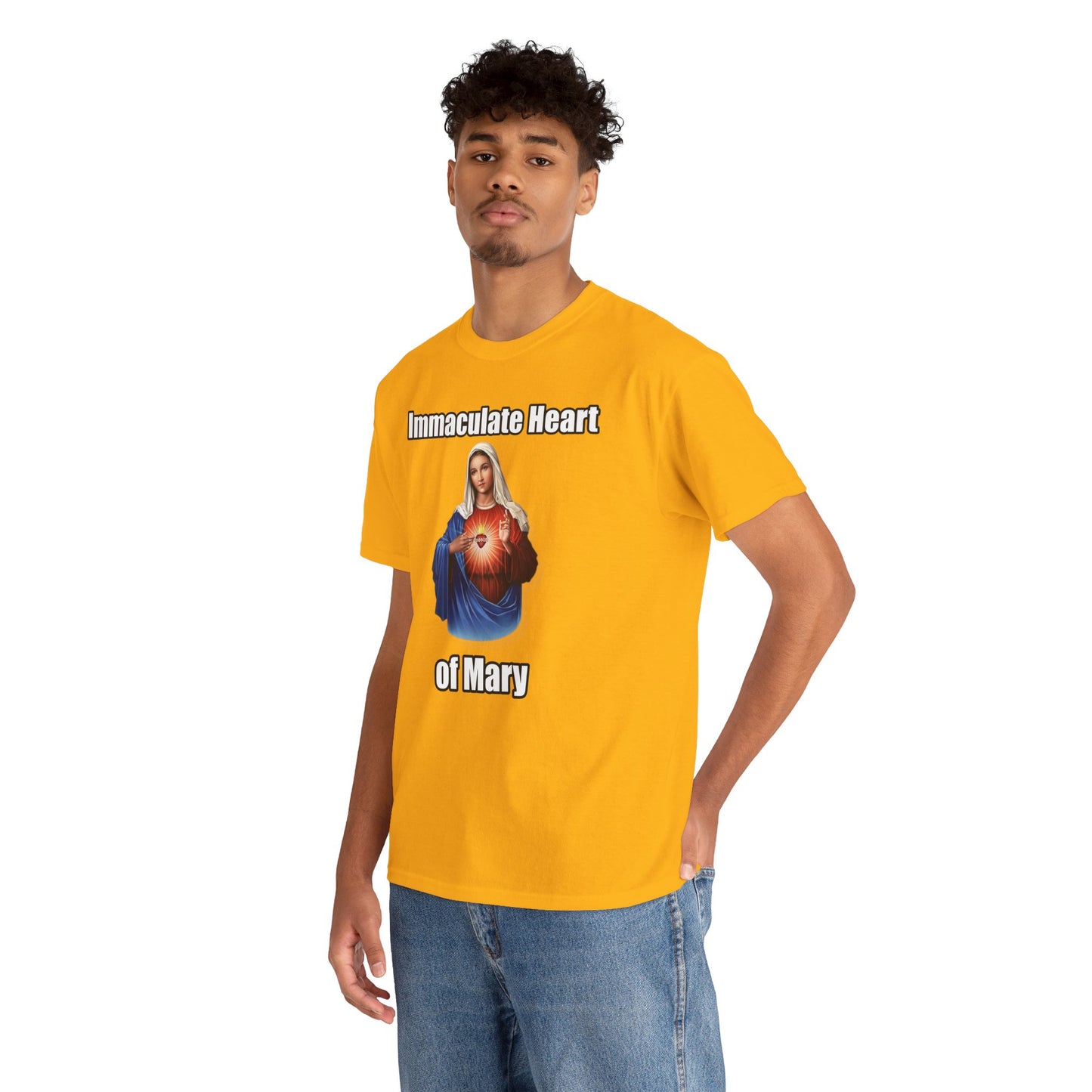 "Immaculate Heart of Mary" Unisex Heavy Cotton Tee - Faith-Inspired Spiritual Apparel