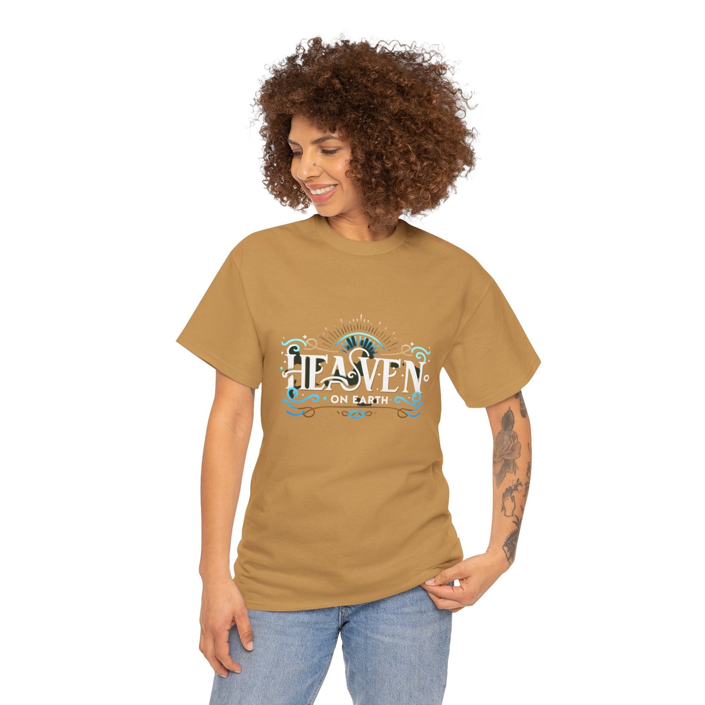 "Heaven on Earth" Premium Unisex Cotton Tee – Casual Spiritual Statement Shirt