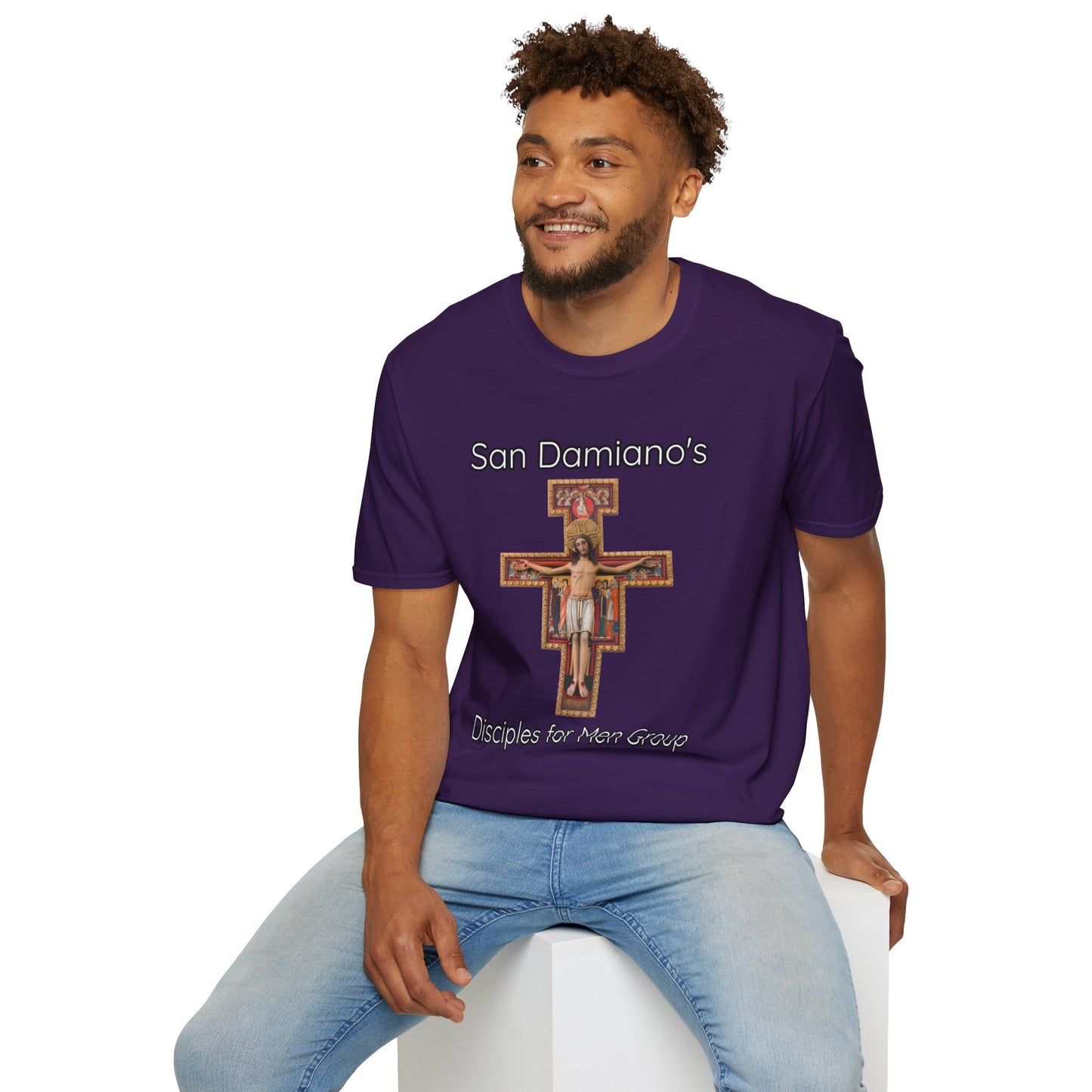 "San Damiano's Disciples for Men Group" Unisex Softstyle T-Shirt - Faith and Community Support