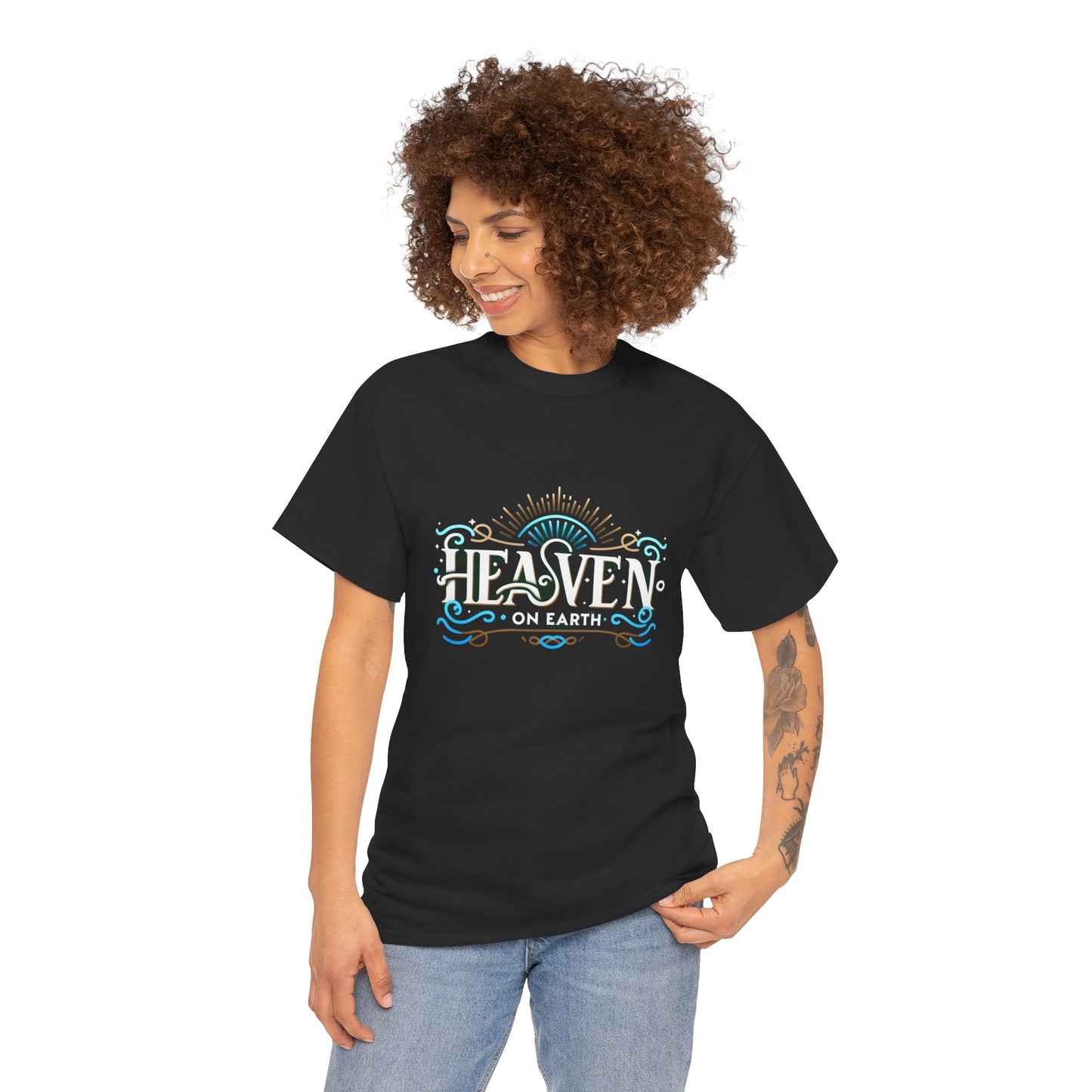 "Heaven on Earth" Premium Unisex Cotton Tee – Casual Spiritual Statement Shirt