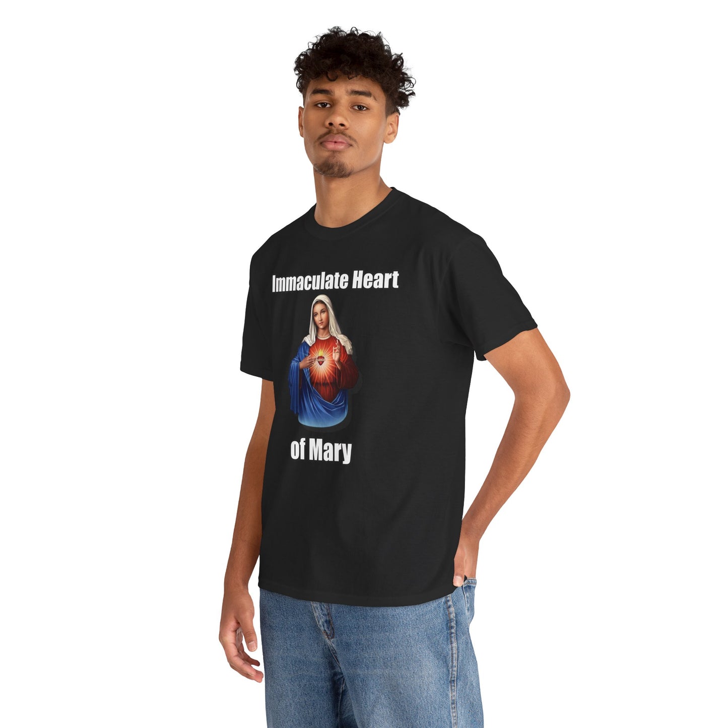 "Immaculate Heart of Mary" Unisex Heavy Cotton Tee - Faith-Inspired Spiritual Apparel