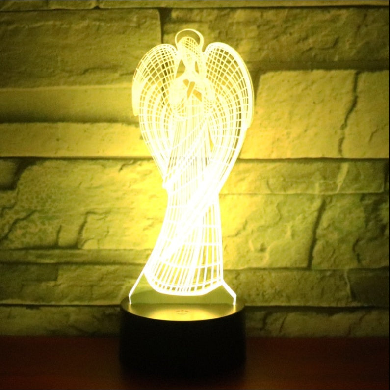 Christian Angel LED Color-Changing 3D Night Light – Touch & Remote Control Acrylic Lamp