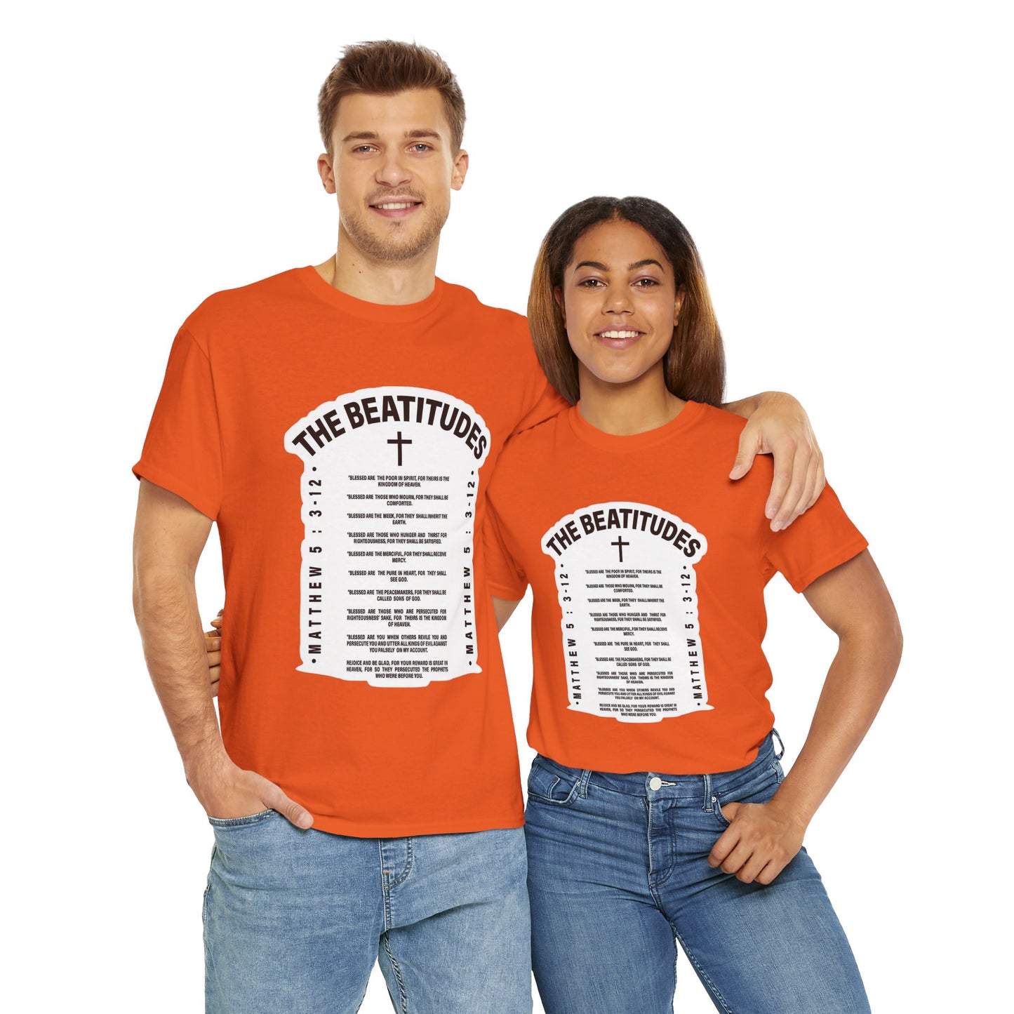 The Beatitudes Unisex Heavy Cotton Tee — Faith-Inspired Design for Everyday Wear