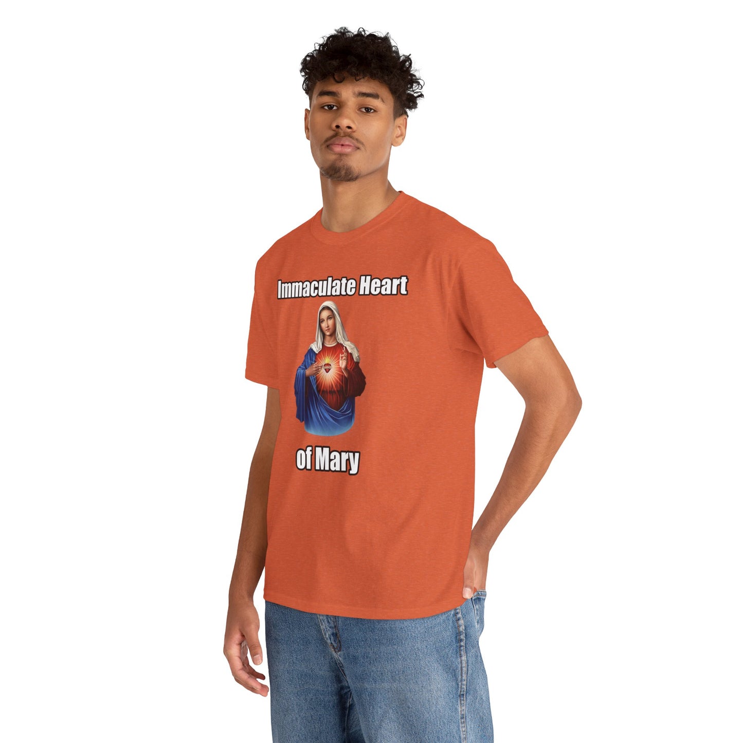 "Immaculate Heart of Mary" Unisex Heavy Cotton Tee - Faith-Inspired Spiritual Apparel