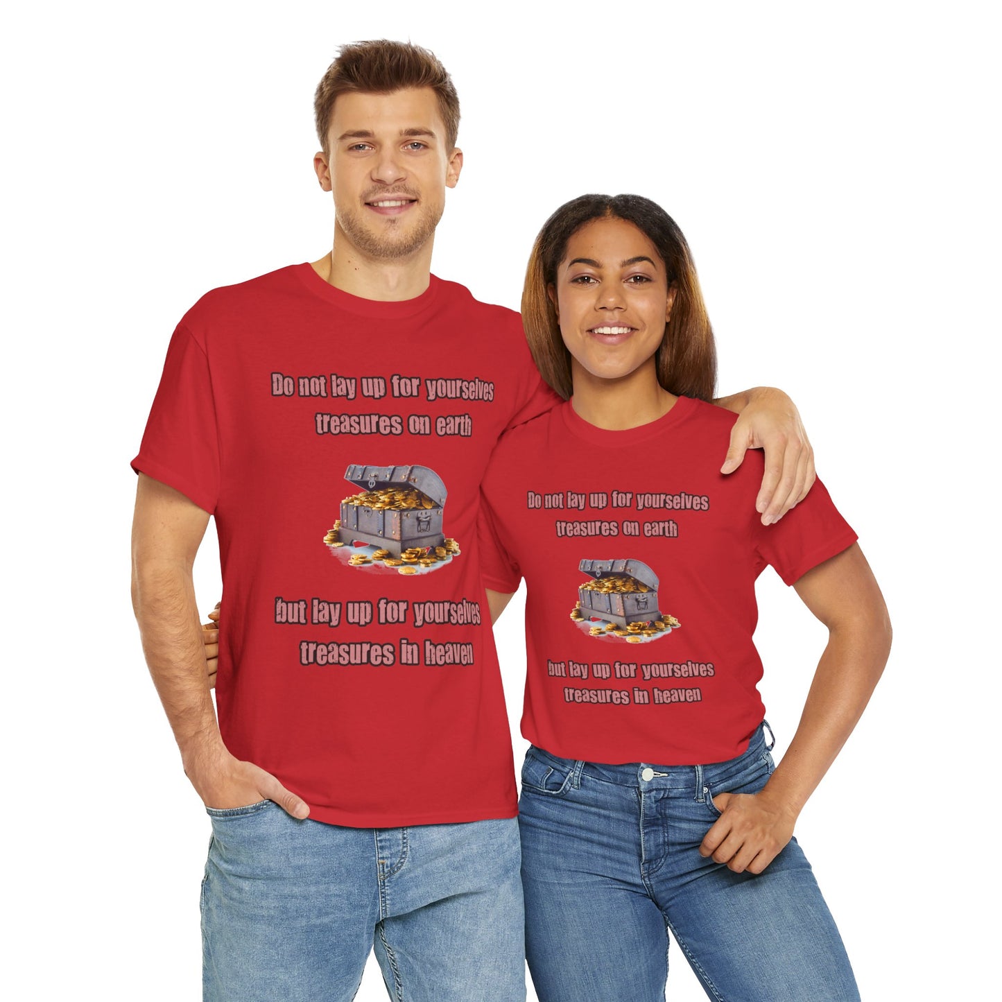 "Treasures in Heaven" Design – Uplifting Unisex Heavy Cotton Tee, Perfect for Faith-Based Gifts