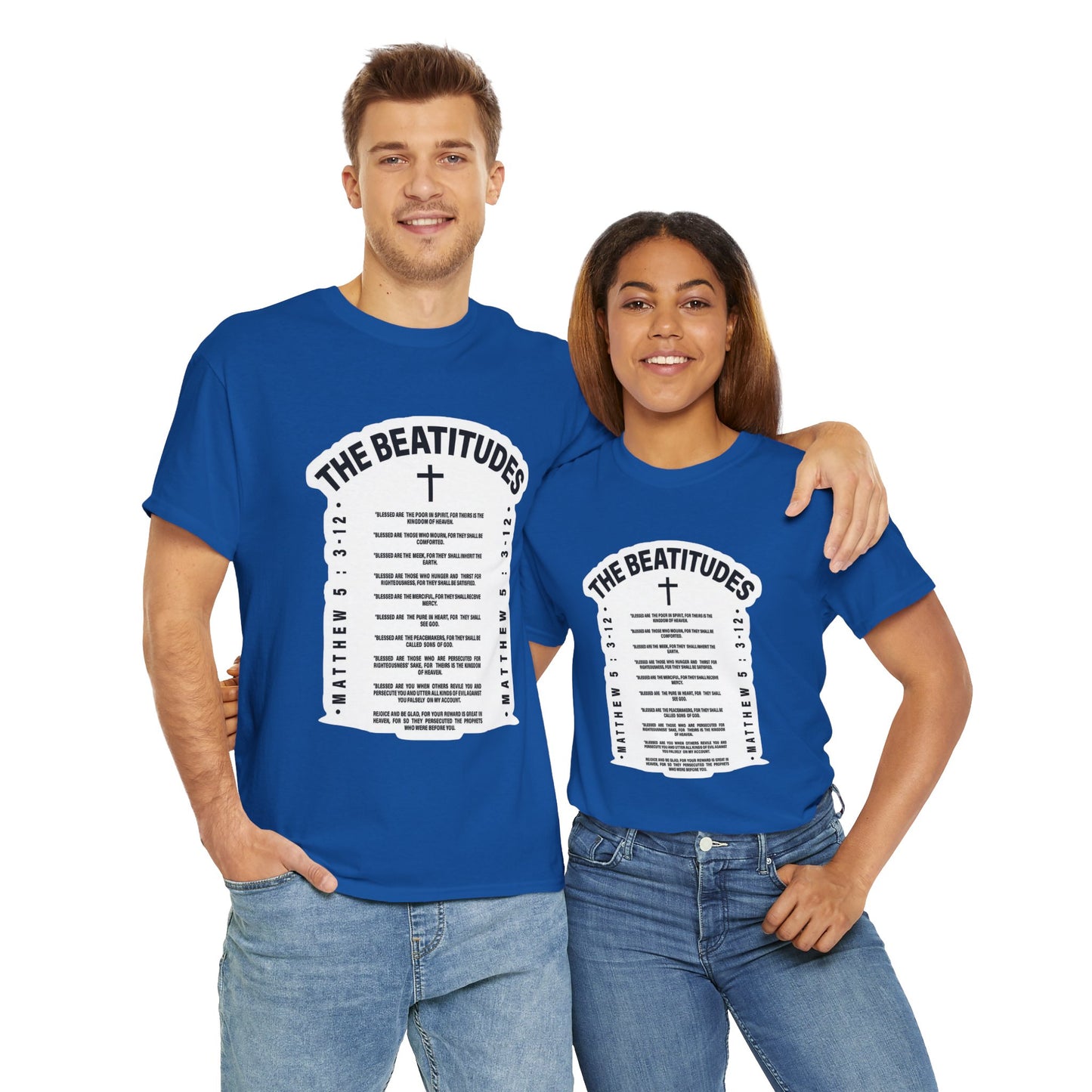 The Beatitudes Unisex Heavy Cotton Tee — Faith-Inspired Design for Everyday Wear