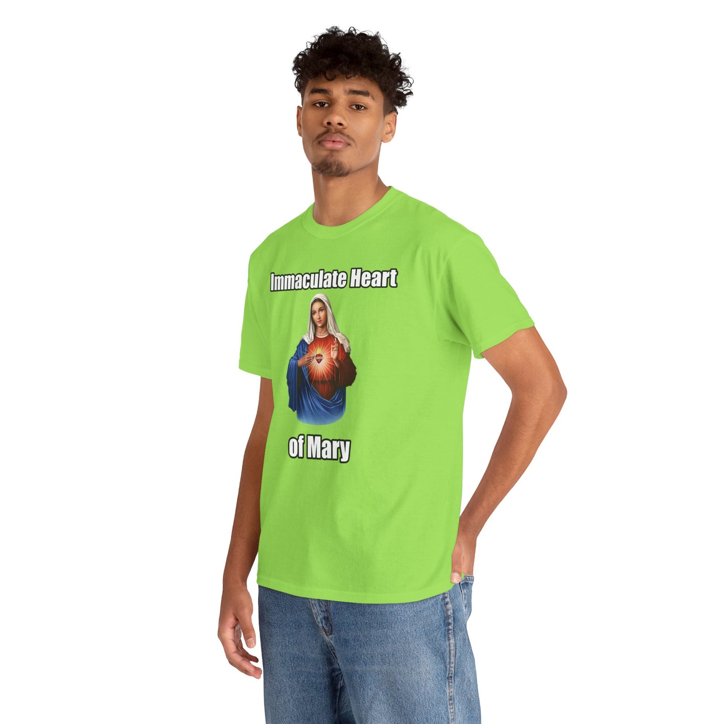 "Immaculate Heart of Mary" Unisex Heavy Cotton Tee - Faith-Inspired Spiritual Apparel