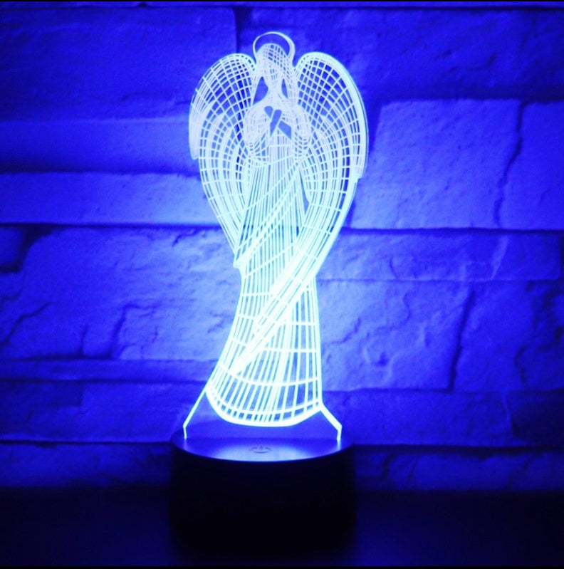 Christian Angel LED Color-Changing 3D Night Light – Touch & Remote Control Acrylic Lamp
