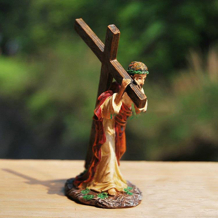 Catholic Resin Crucifix Statue – Christian Home Decor Religious Ornament Gift – 12cm