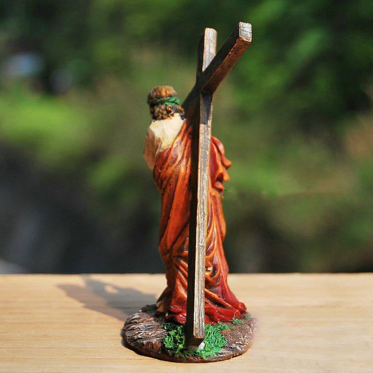 Catholic Resin Crucifix Statue – Christian Home Decor Religious Ornament Gift – 12cm