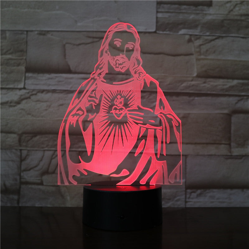 Jesus Christian LED Luminous Table Lamp – Acrylic Shade with Touch & Remote Control Options