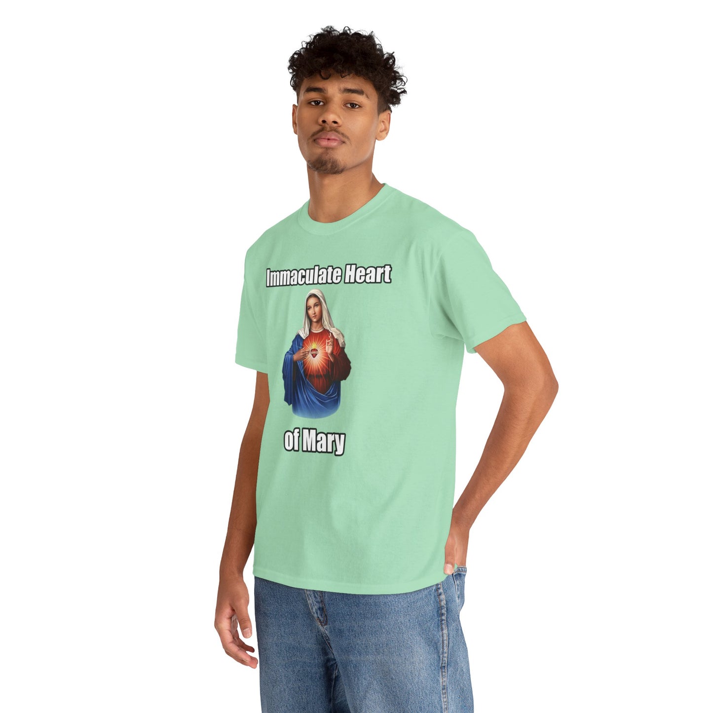 "Immaculate Heart of Mary" Unisex Heavy Cotton Tee - Faith-Inspired Spiritual Apparel