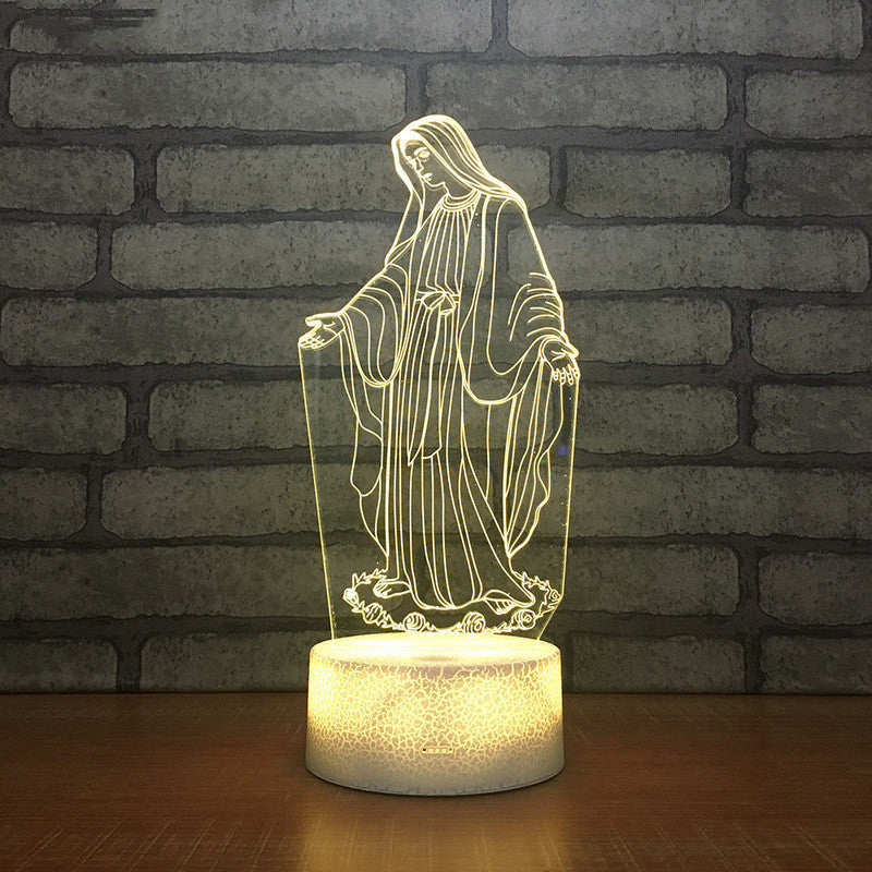 Mary Bible Cross 3D Night Light – Christian Acrylic Table Lamp with Touch & Remote Control