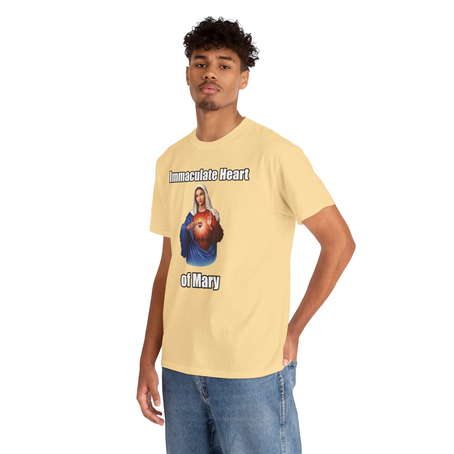 "Immaculate Heart of Mary" Unisex Heavy Cotton Tee - Faith-Inspired Spiritual Apparel