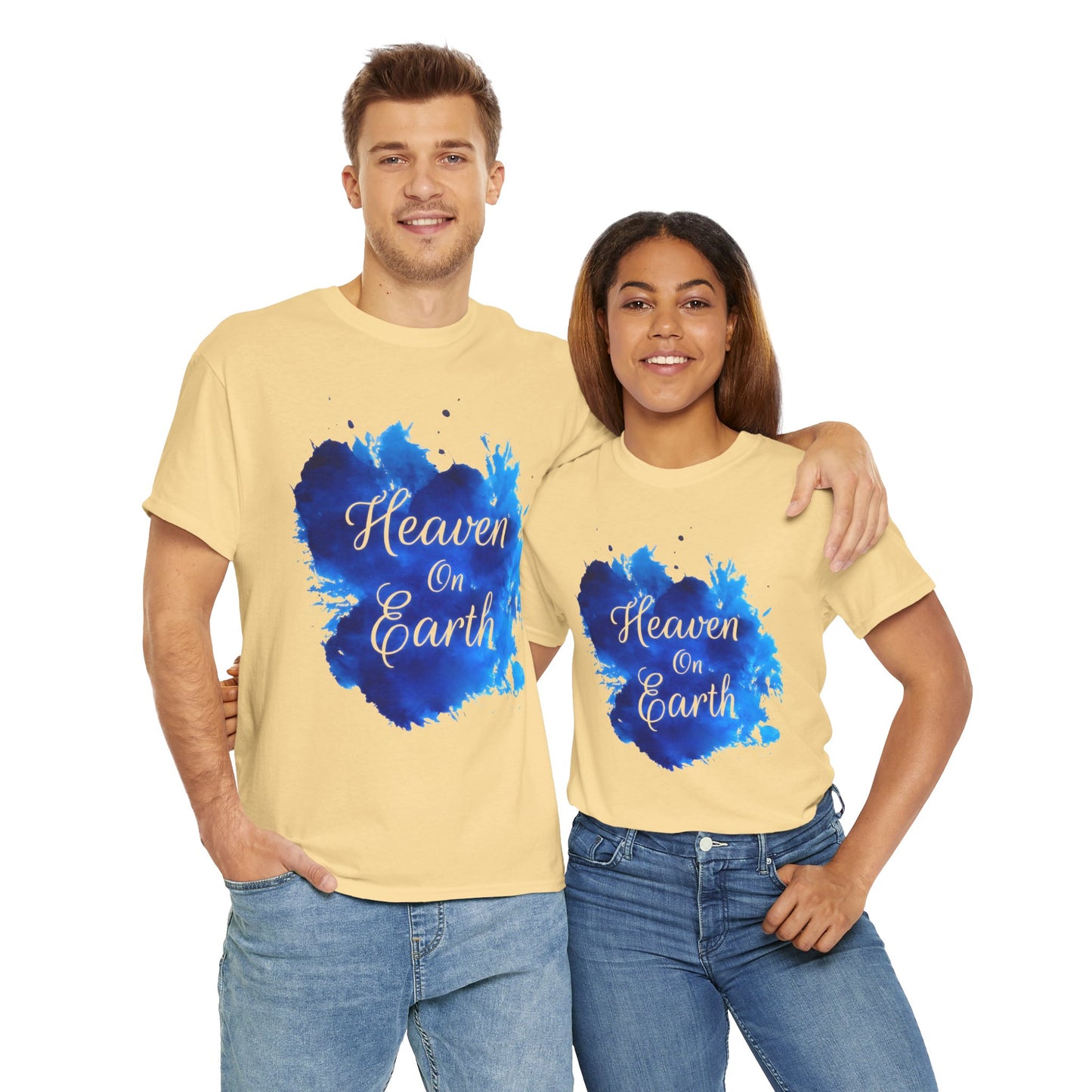 "Heaven on Earth" Unisex Cotton Tee — Comfortable Relaxed Fit Graphic Tee