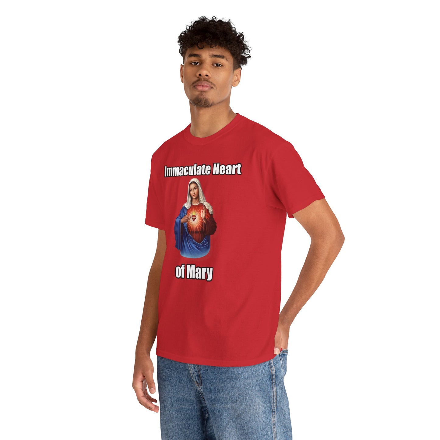 "Immaculate Heart of Mary" Unisex Heavy Cotton Tee - Faith-Inspired Spiritual Apparel