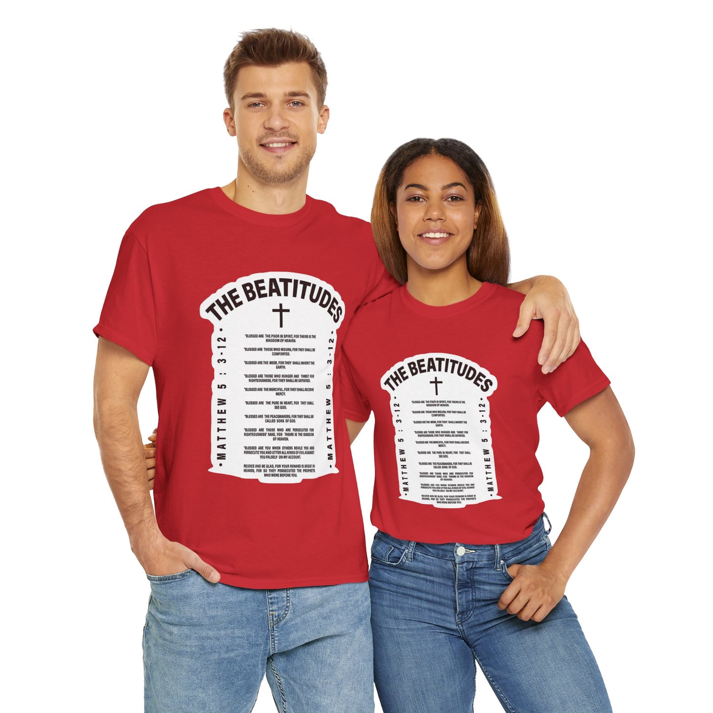 The Beatitudes Unisex Heavy Cotton Tee — Faith-Inspired Design for Everyday Wear