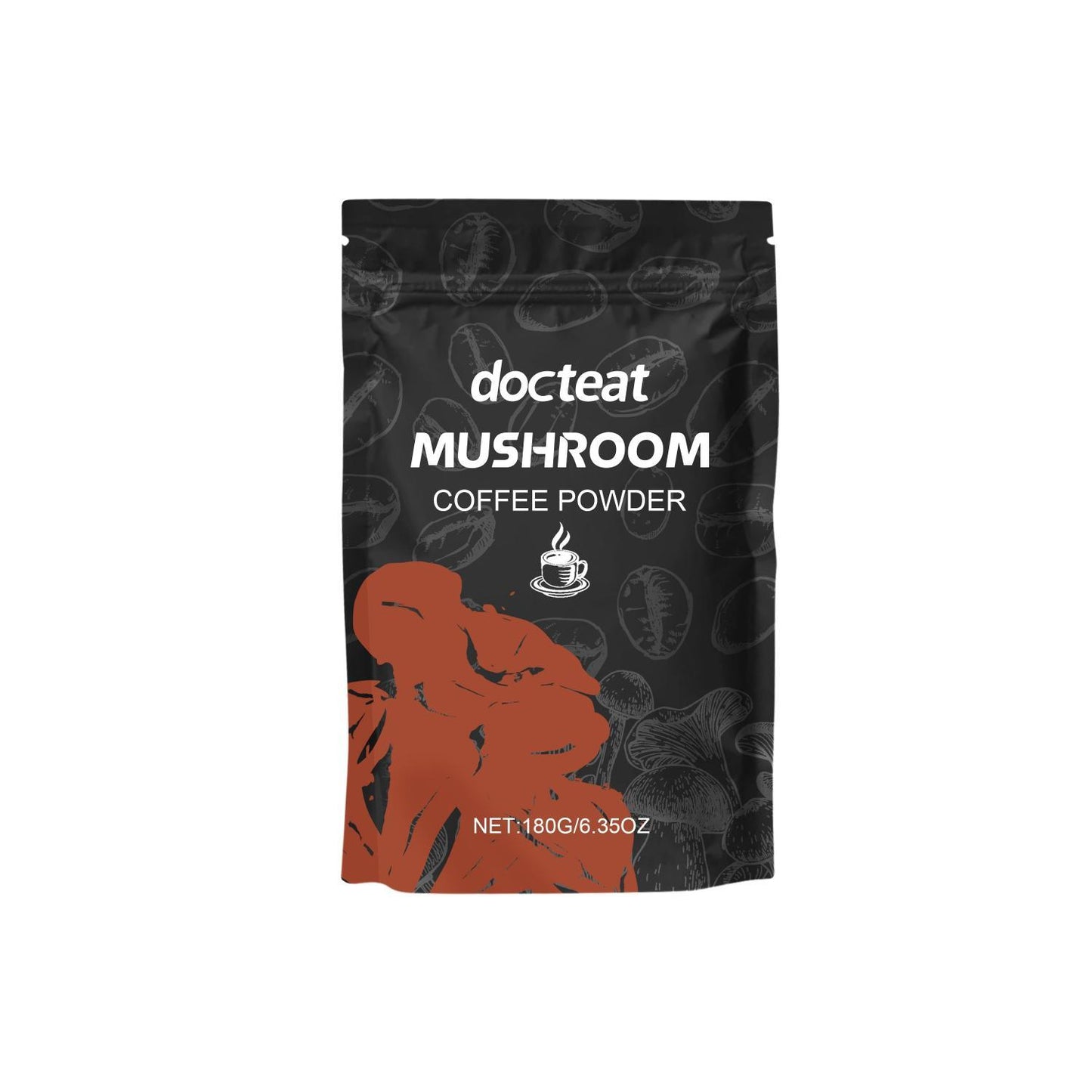 Docteat Mushroom Coffee Powder – Blend of Functional Mushrooms and Coffee – Instant Coffee Mix, 1 Pack