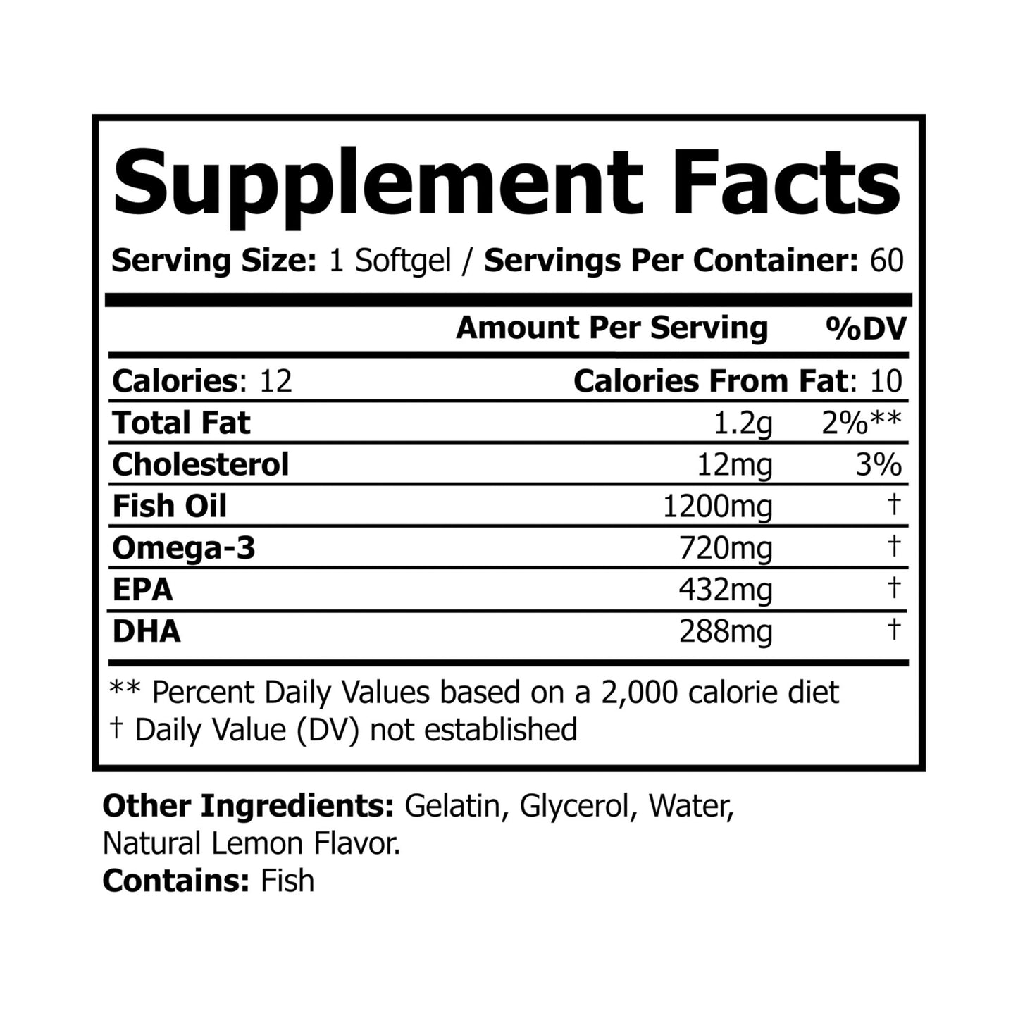 Heavenly Nutrition Omega 3 Fish Oil Supplement (60 Softgels)