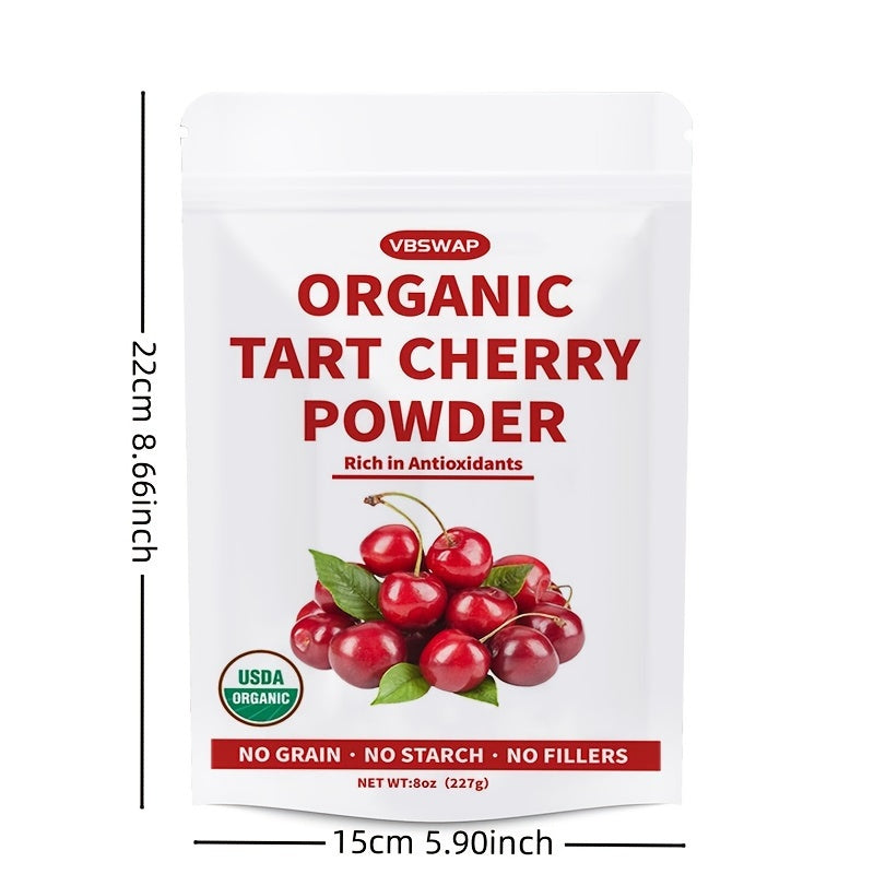 Organic Tart Cherry Powder – 8oz, Antioxidant-Rich, Sugar & Additive Free, Natural, USDA Certified – Ideal for Smoothies & Baking