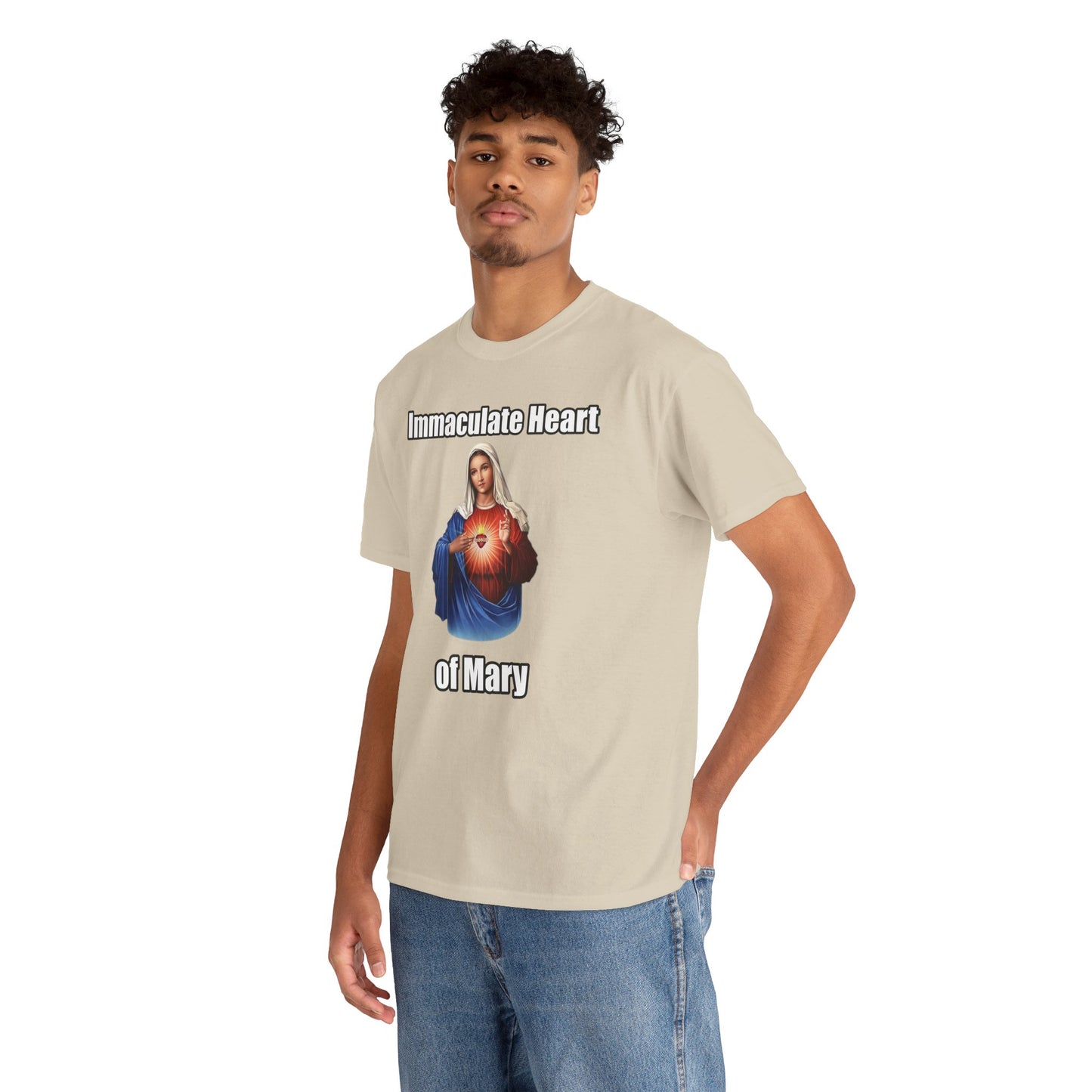 "Immaculate Heart of Mary" Unisex Heavy Cotton Tee - Faith-Inspired Spiritual Apparel