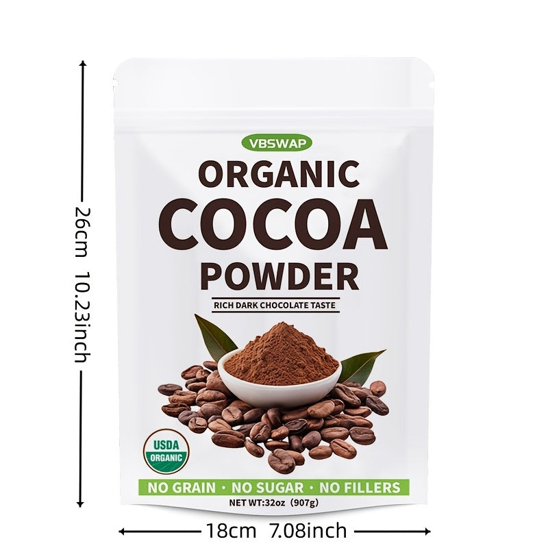 Organic Cacao Powder, 2lb – Unsweetened, Sugar-Free, Plant-Based Cocoa for Baking & Beverages