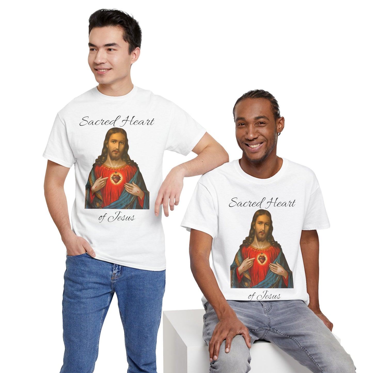"Sacred Heart of Jesus" Unisex Heavy Cotton Tee