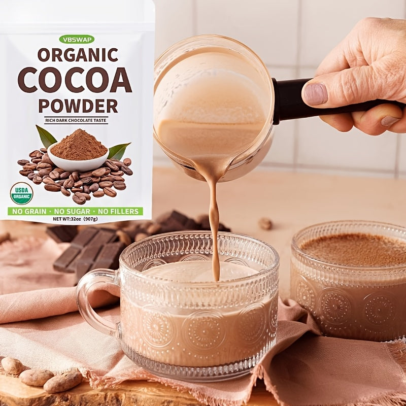 Organic Cacao Powder, 2lb – Unsweetened, Sugar-Free, Plant-Based Cocoa for Baking & Beverages