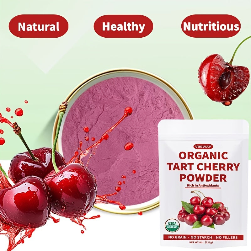 Organic Tart Cherry Powder – 8oz, Antioxidant-Rich, Sugar & Additive Free, Natural, USDA Certified – Ideal for Smoothies & Baking