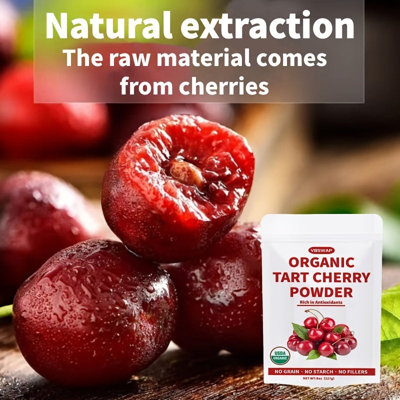Organic Tart Cherry Powder – 8oz, Antioxidant-Rich, Sugar & Additive Free, Natural, USDA Certified – Ideal for Smoothies & Baking