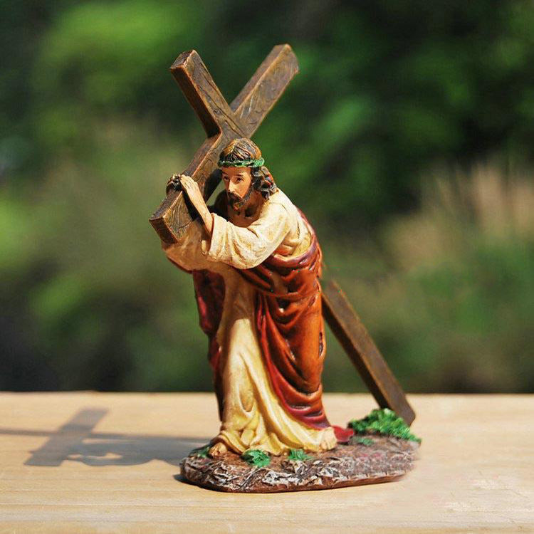 Catholic Resin Crucifix Statue – Christian Home Decor Religious Ornament Gift – 12cm