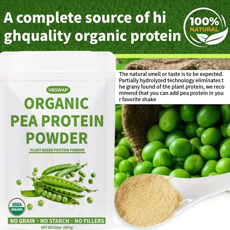 Organic Pea Protein Powder, 2lb – Unflavored Plant-Based Protein – Sugar-Free, Lactose-Free