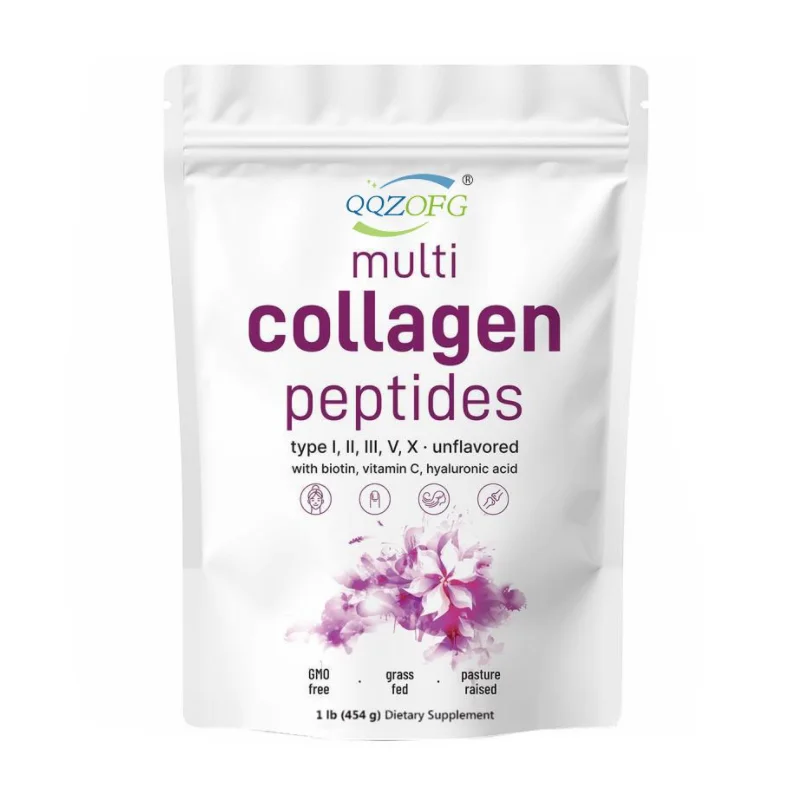 Multi-Collagen Protein Powder – Types I, II, III, V & X – 1lb (454g) – Unflavored, Grass-Fed, Adult Supplement