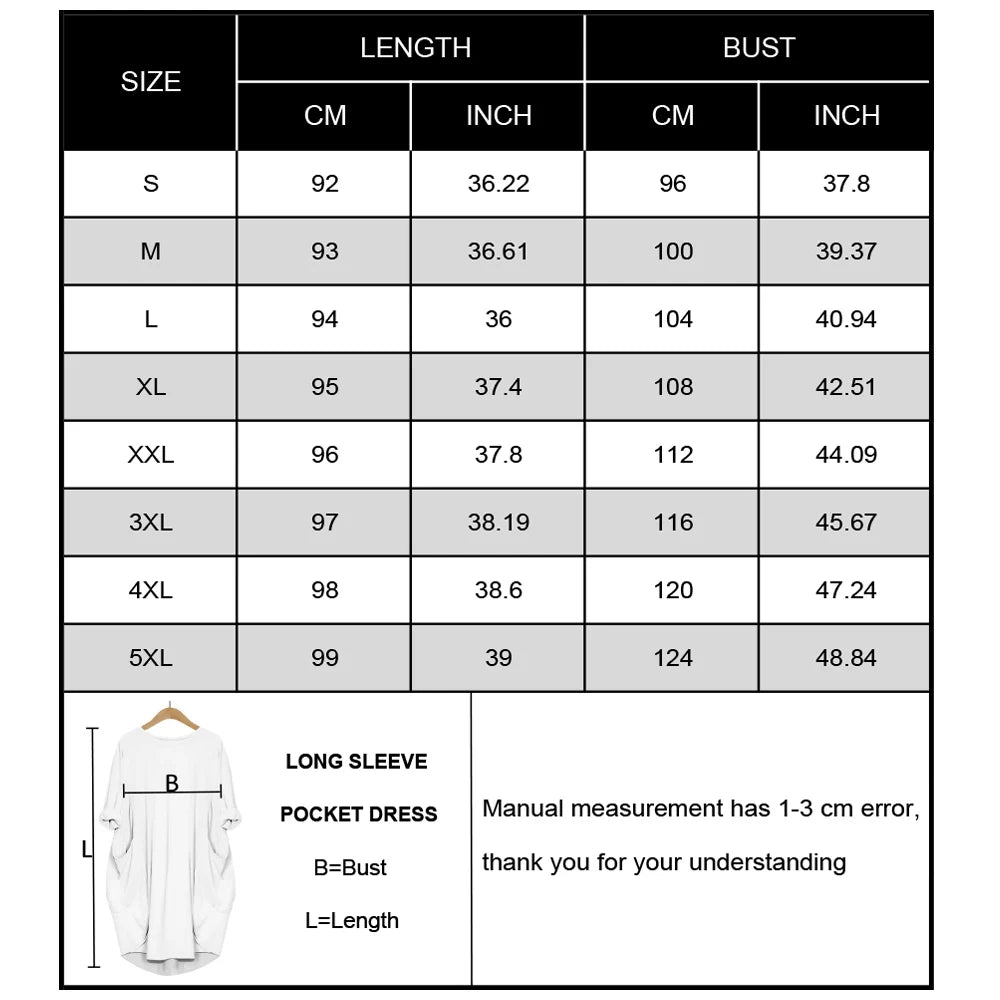 Women’s Jesus Catholic Loose Dress – Knee-Length Casual Long Sleeve Pocket Dress with 3D Printing