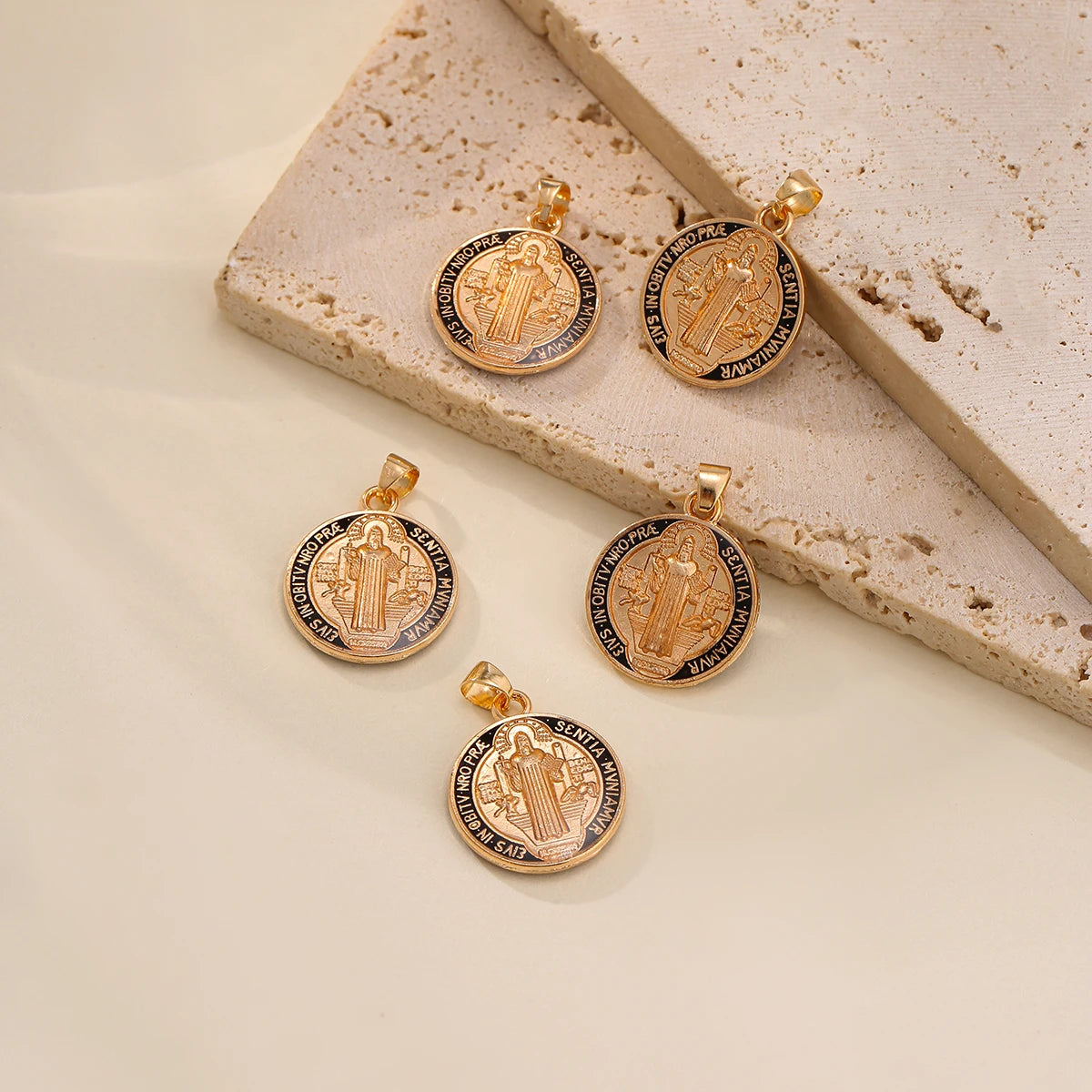 12 Pieces St. Benedict Double-Sided Catholic Medals - Religious Charm Pendants for Necklaces, Gift Accessories