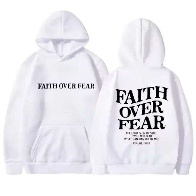 Faith Over Fear Hoodie - Bible Verse Pullover, Cozy & Stylish for Men & Women, Fleece Hoodie for Autumn & Winter