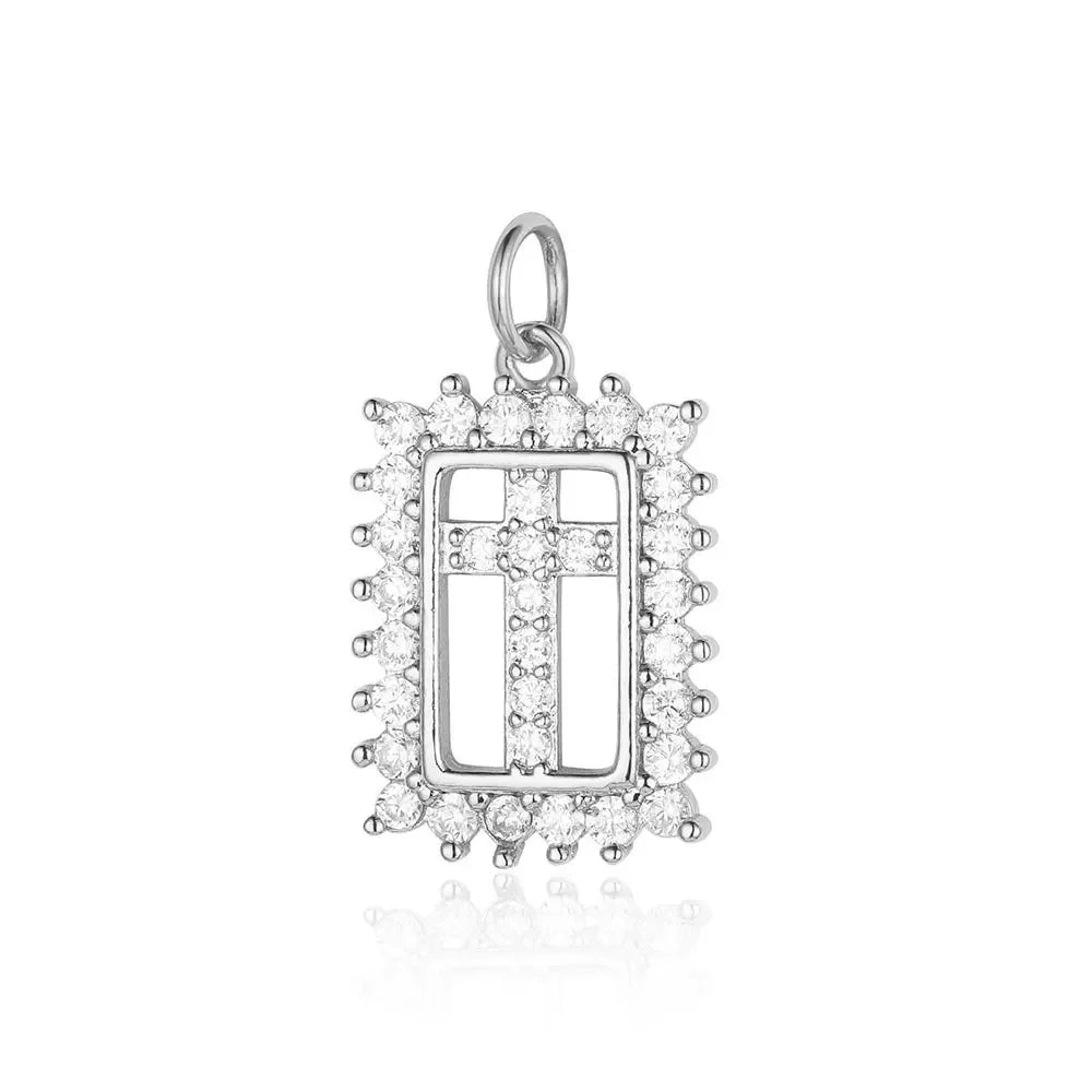 3-Piece Religious Pendant Set – Our Lady & Heart Cross Charms with Cubic Zirconia, Gold or Silver Plated