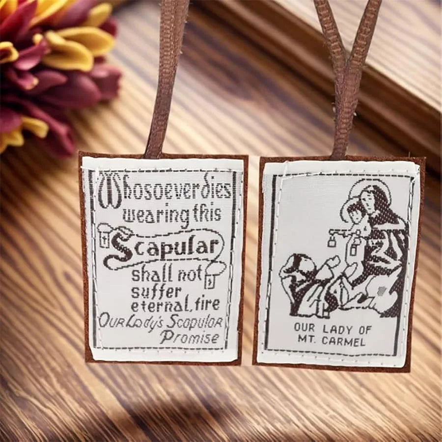 120pcs Handmade Brown Scapular Necklaces – Our Lady of Mount Carmel Catholic Prayer Wear