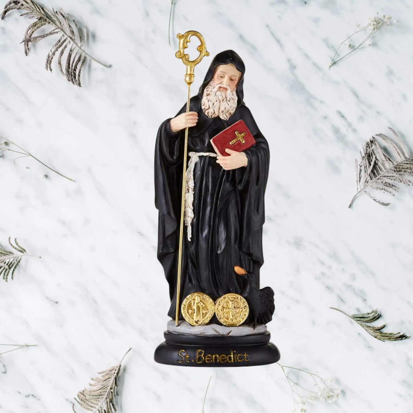 20cm Saint Benedict Religious Statue – Catholic Home Decor Figurine