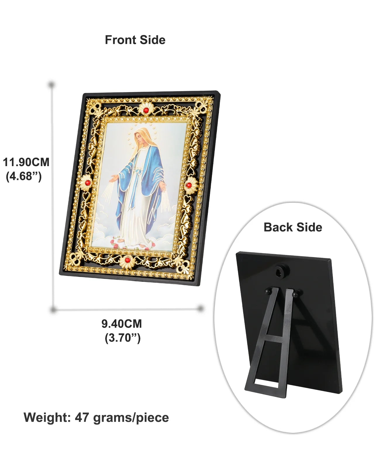 Immaculate Heart of Mary and St. Michael Icon Figurine – Square Frame Holy Family Tabletop Decoration