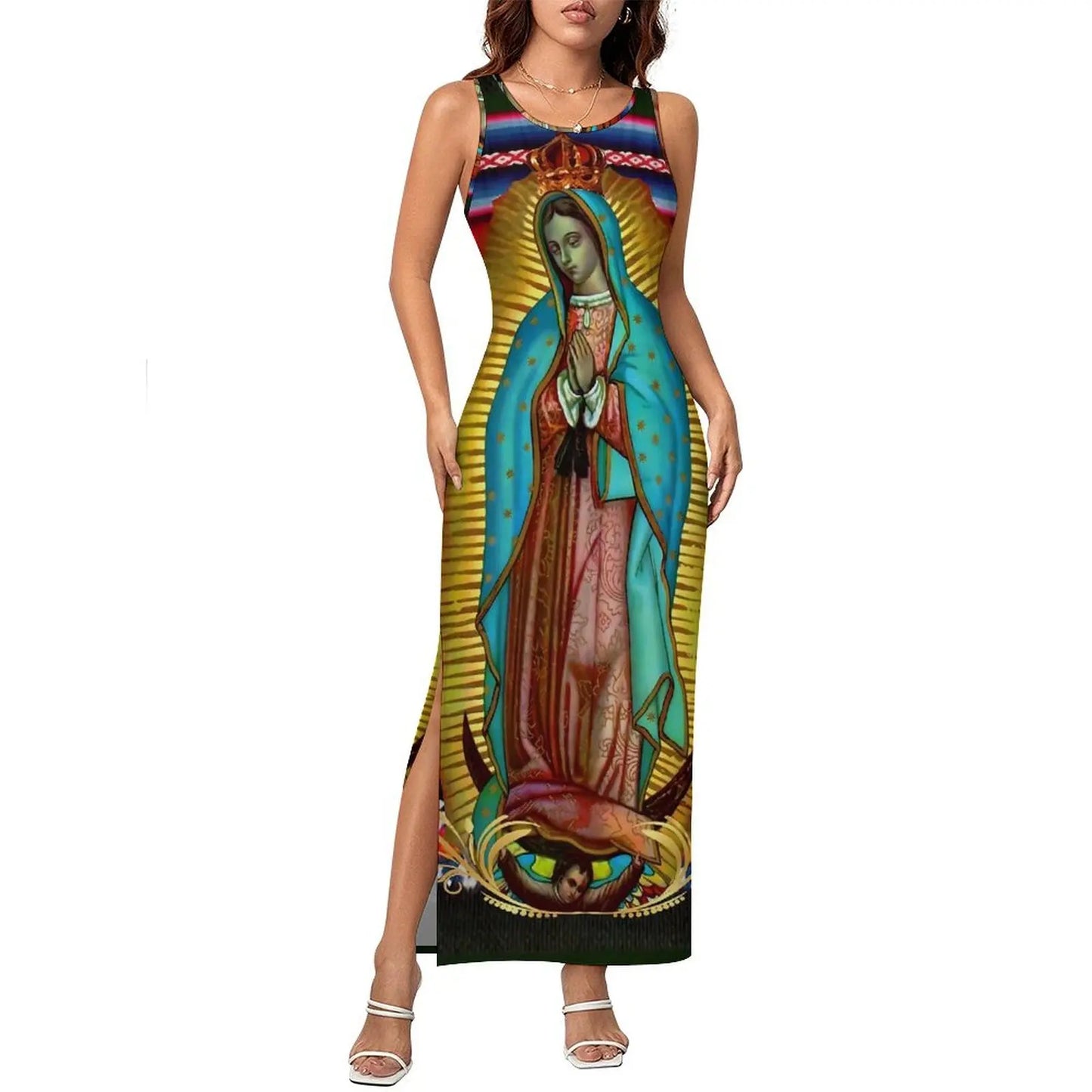 Virgin Mary Catholic Christian Sleeveless Bodycon Maxi Dress