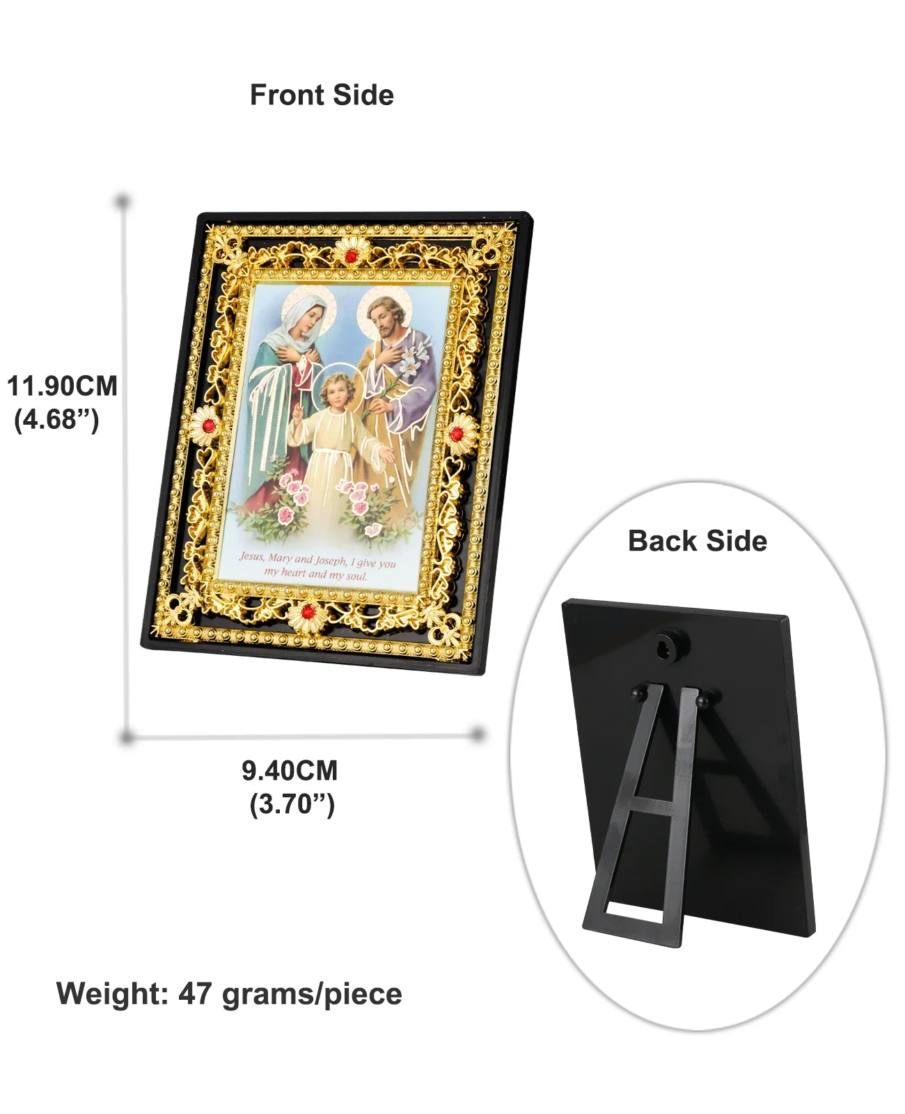 Immaculate Heart of Mary and St. Michael Icon Figurine – Square Frame Holy Family Tabletop Decoration
