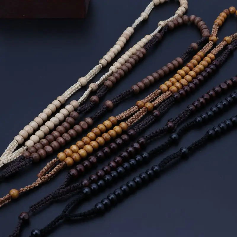 Catholic Wooden Beads Rosary Necklace with Jesus Cross Imprint – Religious Jewelry Souvenir Gift for Unisex Men and Women