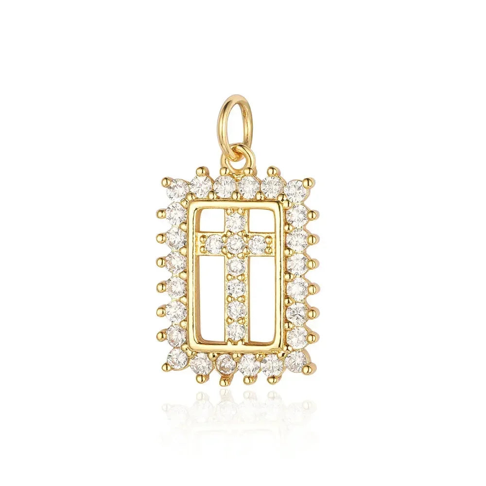 3-Piece Religious Pendant Set – Our Lady & Heart Cross Charms with Cubic Zirconia, Gold or Silver Plated