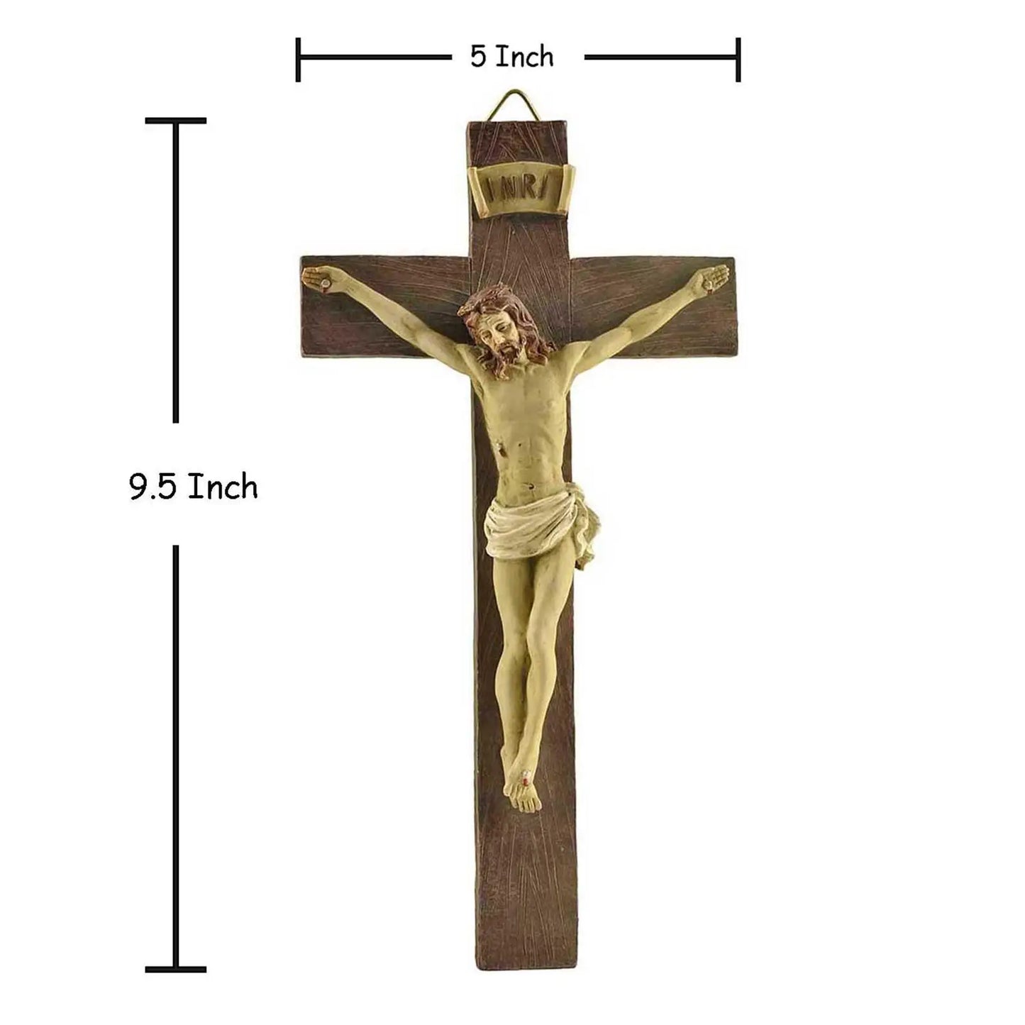 Wall-Mounted Resin Cross Figurine – Decorative Christian-Inspired Sculpture for Home or Office (24.5cm)