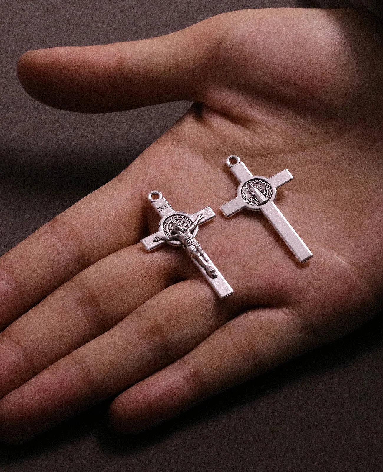Crucifixion St. Benedict Cross Pendant Charms - 10 Pcs, 3 Sizes, DIY Rosary, Chaplet, Necklace & Bracelet Making