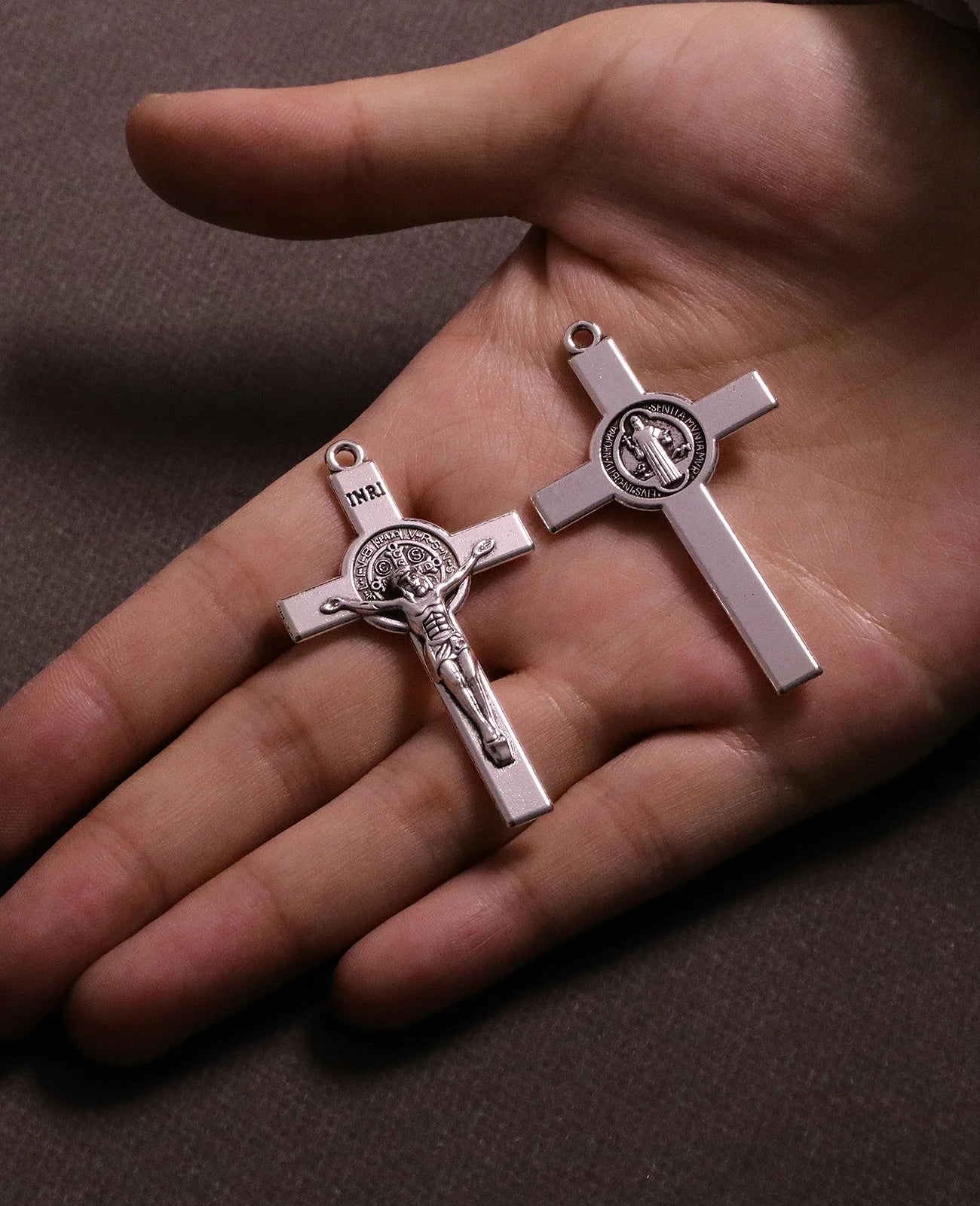 Crucifixion St. Benedict Cross Pendant Charms - 10 Pcs, 3 Sizes, DIY Rosary, Chaplet, Necklace & Bracelet Making