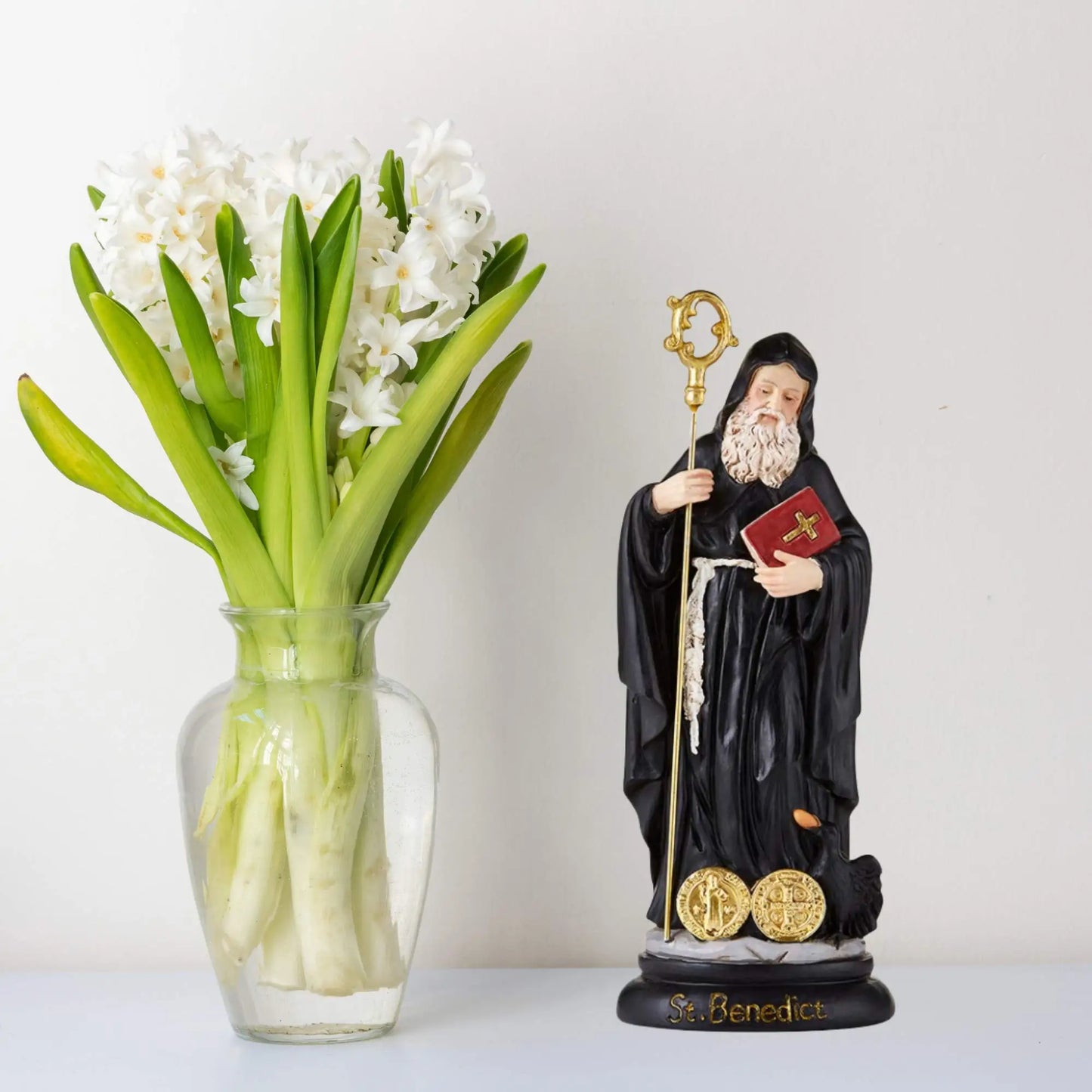 20cm Saint Benedict Religious Statue – Catholic Home Decor Figurine